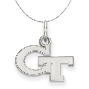 Sterling Silver Georgia Technology XS (Tiny) 'GT' Necklace - 20 Inch